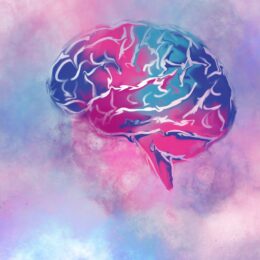 Brain colorful of art on abstract background